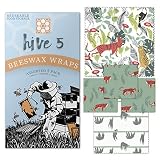 Hive 5 Beeswax Food Wrap - 5 Pack (3 Small, 1 Medium, 1 Large) - Sustainable, Zero Waste, Plastic Free Food Storage - Organic Beeswax Wrap, Eco Friendly Reusable Food Wrap