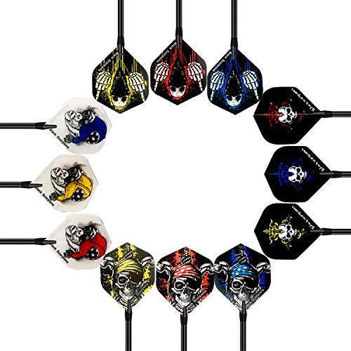 Gallop Chic Darts Flight, 48 Pcs Skull Flights, Standard and Durable PET Dart Feather, Perfect Accessories Equipment Supplies for Soft/Steel Tip Dart Games