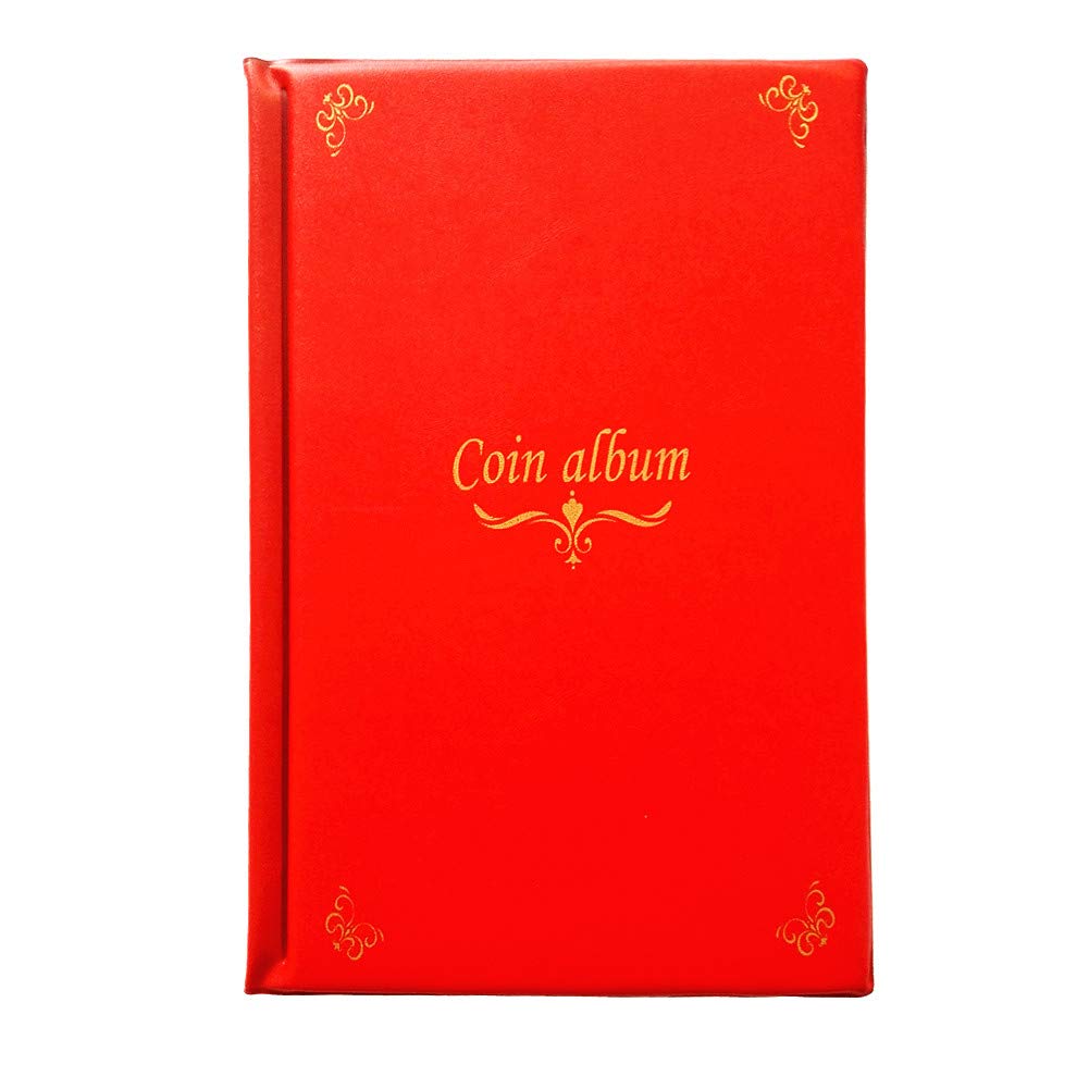 MULOVE 150 Pockets Coin Collectors Album, Coin Collection Holder Book Suitable for Coin Diameter Less Than 1.65 Inches Storage,Red