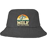 Milf Man I Love Fishing Hat Bucket Hat for Mens Denim Fishing Hat Funny Bucket Hat