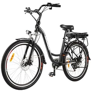 ANCHEER 26″ Electric Bike for Adults, City E-bike Cruiser with Removable 12.5Ah Battery Integrated in Rear Frame 30 Miles Range Dual Disc Brakes