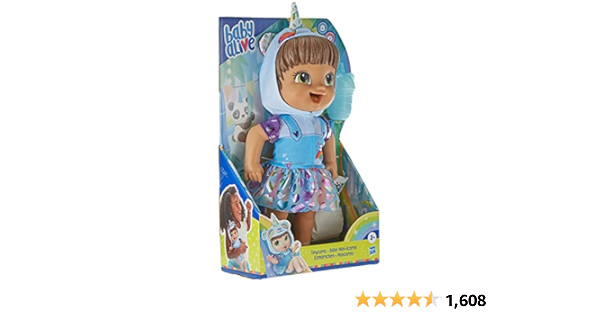 Amazon Com Baby Alive Tinycorns Muneca Panda Unicornio Accesorios Bebidas Mojadas Juguete De Pelo Marron Para Ninos A Partir De 3 Anos Toys Games