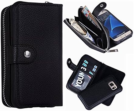 Galaxy S8 Wallet Case, Detachable S8 Case PU Leather Zipper Wallet Purse with Card Holder Coin Cash Storage Removable…