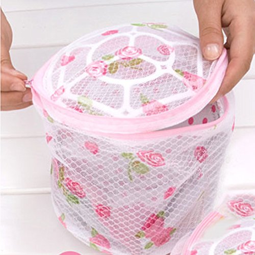 Foldable Bra Washing Bag Laundry Printing Pattern Lingerie Wash Bag,Women Underwear Bra Washing Aid Laundry Saver Lingerie Mesh Wash Basket Bag(As The Picture)