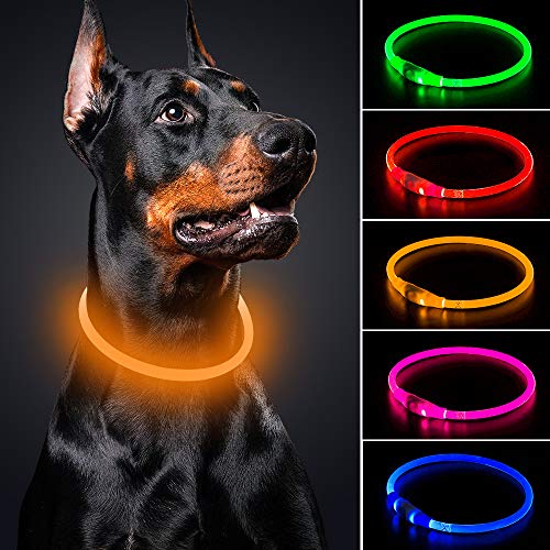 Bseen LED Dog Collar Cuttable Water Resistant Glowing Dog Collar