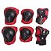 Roevite Kid's Roller Blading Wrist Elbow Knee Pads Blades Guard 6 PCS Red & Black Set