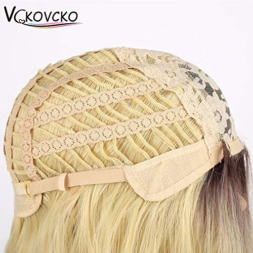 image for VCKOVCKO Natural Wavy Wig With Air Bangs for Women Short Bob Wigs Wome