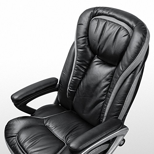 Bonum Executive Office Chair Thick Padding Big & Tall 500lb Capacity Size with Soft Spring Pack Padding High-Back Bonded Leather Chair (Black) - Thumbnail 3