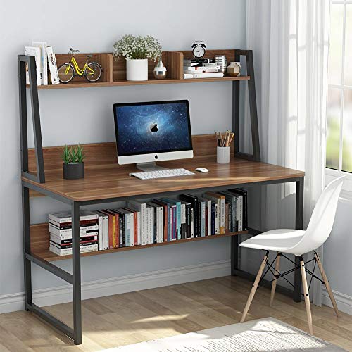 Tribesigns Computer Desk with Hutch, 47 inches Home Office Desk with