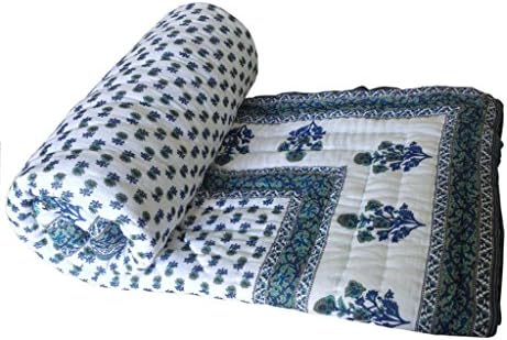ExclusiveTraditional Jaipuri Handmade Sanganeri Print Ethnic Double Bed Quilt Rajai Razai