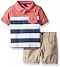 Nautica Baby Boy's Stripe Polo with Pull On Short Set, Coral, 12 Months