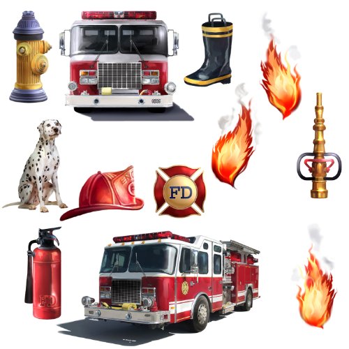 RoomMates RMK1125SCS Fire Brigade Peel and Stick Wall Decal, Baby & Kids Zone