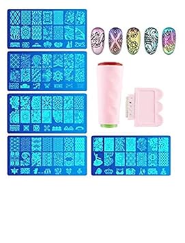 Trendy club 1 Nail Stamping Plate, 1 Stamper, 1 Scraper Lace Flower Animal Pattern Nail Art Stamp Tool (Colour May Vary)
