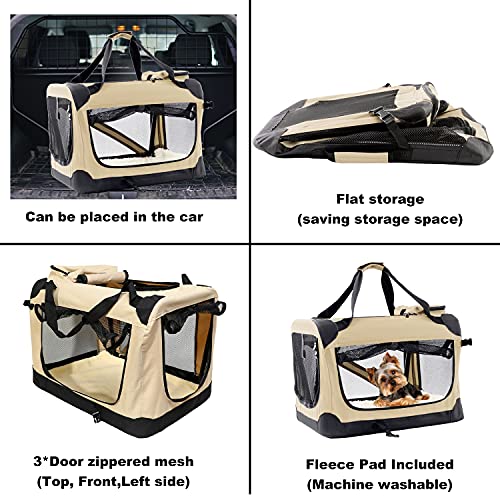 Large Dog Crate,Collapsible Dog Crates Foldable Travel Crate Kennel