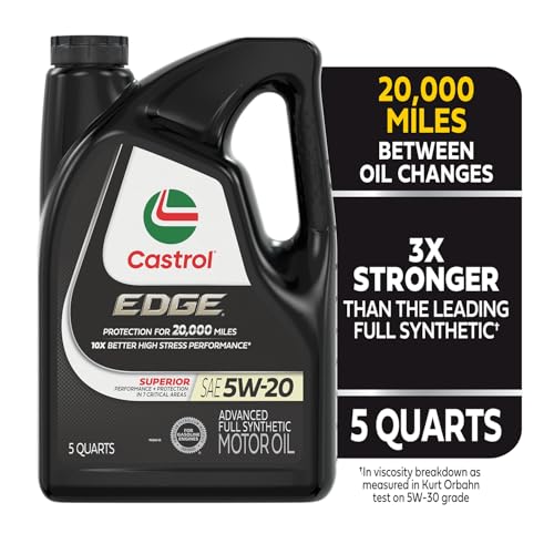 CASTROL EDGE 5W-20 ADVANCED FULL SYNTHETIC MOTOR OIL, 5 QUARTS