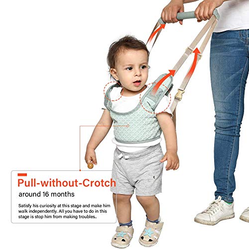 Handheld Baby Walking Harness for Kids, Detachable&Adjustable Toddler Walking Assistant with Crotch, Safe Standing & Walk Learning Helper for 6+ Months Baby