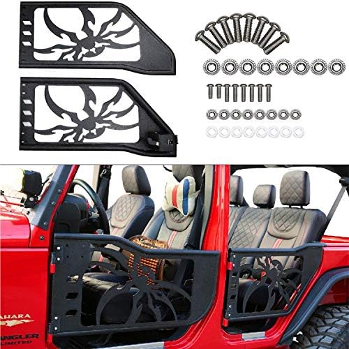 4 Door [Steel+rustproof] [2Pcs]Rear Tubular Door, Left & right door Accessories,Guards Textured Black Spider for 2007-2018 J-e-ep Wrangler JK,JKU,Sport,Sahara, Rubicon,Unlimited,2pcs rear door