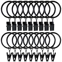 Topspeeder 18 Pack Rings Curtain Clips with Rings Rustproof Drapery Rings on Rod Strong Metal Decorative Drapery Window Curtain Ring with Clip Vintage Black