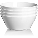 DOWAN 32 OZ Large Soup Bowls Set of 4 - White Ceramic Bowls for Kitchen, Deep Bowls for Cereal, Salad, Pasta, Fruits, Ramen, Dishwasher & Microwave Safe