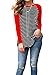Adreamly Women's Black and White Striped Long Sleeve Baseball T Shirt Blouse Tunic Tops Red X-Large