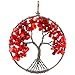 SUNYIK Tumbled Red Coral Tree of Life Pendant Copper Color