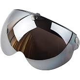 VCOROS Universal Retro Pilot-Style 3 Snap-Button Visor Flip Up Helmet Visor | fit for open face half face shield; simple installation; flip up &amp; down allows quick adjustment riding