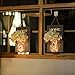 Rustic Mason Jar Wall Decor Sconces - Decorative Home Lighted Country House Hanging with LED Fairy Strip Lights and Flowers Handcrafted Farmhouse Sconce Jars (Set of 2) (Mason Grey)