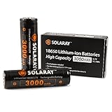 High Capacity 18650 Rechargeable Lithium Batteries – Long Lasting, High Performance 3.7V 3000mAh Li-ion – Protection Circuit Board (PCB) – Great for LED Flashlights and Other Electronics – 2pk