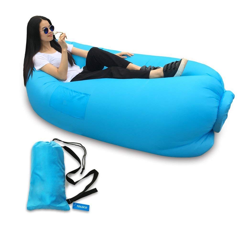 Crevizon Inflatable Sleeping Bag Beach Hangout Lazy Air Bed Camping and