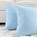 Home Brilliant Lined Linen Square Pillow Cover 18x18 Sky BlueThrow Pillow Cover for Sofa Couch Bench, Light Blue, 18 x 18 inch (45cm)