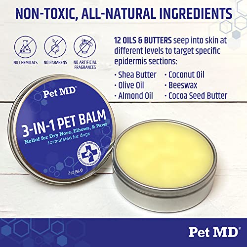 Pet MD Dog Paw Balm 3in1 Paw, Nose/Snout, & Elbow Moisturizer & Paw Protectors for Dogs 2