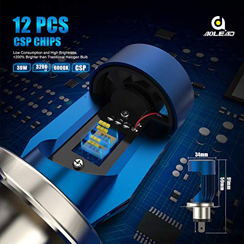 AOLEAD H4 LED Motorfiets Koplamp, HS1 LED Koplamp met Engel Oog, DC 12V 6000K-Blauw - Image 5