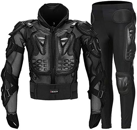 LEWWB Motocross Motorcycle Full Body Armor, Black Motorbike Full Body Armor Protector Pro Street Motocross ATV Guard Shirt Jacket with Back Protection CE Armour for Mens