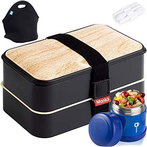 Monka Bento Lunch Box For Adults And Kids, With Thermos Vacuum And