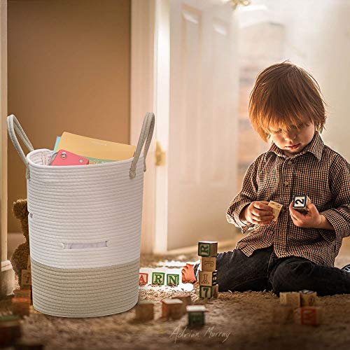 Co Storage Functional Basket Tall Storage Basket Cotton Rope Basket for Laundry and Toys 18X12 inches