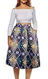 Afibi African Print Skirts for Women Boho Plus Size Flare Pleated Skirts (Large, Picture 5)