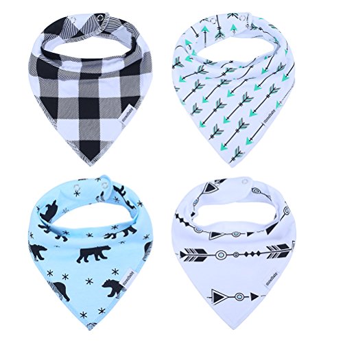 Cute Bandana Bibs for Babies Boys' Teething, Feeding and Drooling, Cool Baby Gifts Set, 100% Organic Cotton