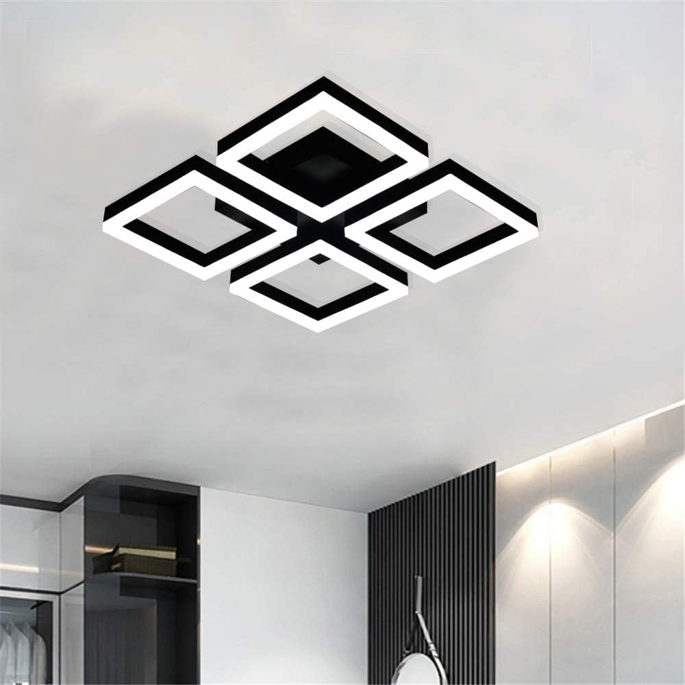 Close To Ceiling Lights Modern 52w Flush Mount Ceiling Lamp For Living Room Bedroom Kitchen 4 Square Metal Acrylic Ceiling Light Fixtures Cool White 6000k Garwarm Led Ceiling Lights Tools Home Improvement Mceadvisorycom