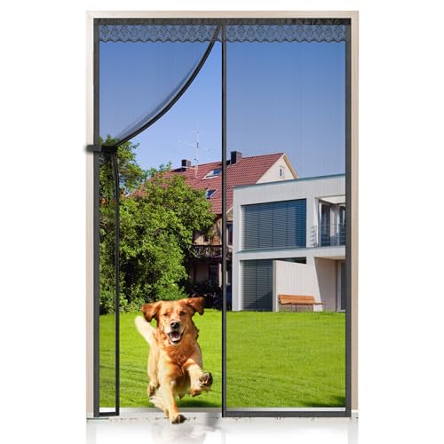 EXTSUD Magnetic Screen Door, 120 x 210 cm Mosquito Net Curtain for Doors, Insect Protection for Balcony Door, Living Room, Patio Door, Black
