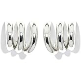 Premium Quality | Platinum Electroplated Trio Hoop Earrings | Bold & Edgy | 925 Sterlin Silver Post | Pump Up The Gem | US Brand