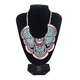 Miraculous Garden Womens Vintage Alloy Silver/Gold Boho Bohemian Necklace Ethnic Tribal Boho Necklace Turquoise Beads Crystal Necklace
