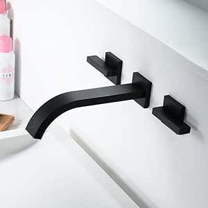 Grifo de lavabo negro mate Grifo de baño montado en la pared Fregadero