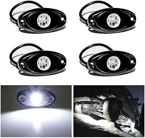 LED Rock Lights 4PODS Waterproof LED Neon Underglow Light for Car Truck ATV UTV SUV Offroad Boat Underbody Glow Trail Rig Lamp (White) LED Rock Lights 4PODS Waterproof LED Neon Underglow Light for Car Truck ATV UTV SUV Offroad Boat Underbody Glow Trail Rig Lamp (White)