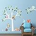 ElecMotive Cartoon Forest Animal Monkey Owls Fox Rabbits Hedgehog Tree Swing Nursery Wall Stickers Wall Murals DIY Posters Vinyl Removable Art Wall Decals for Kids Girls Room Decoration (Monkey Owls)