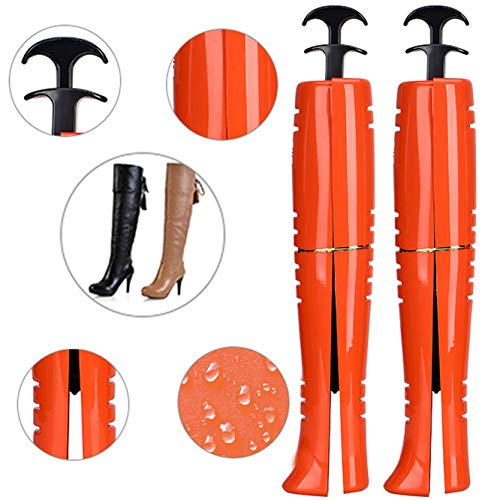 Coralpearl Boot Tree Shaft Shaper Stand Holder Adjustable Support Form Straight Up Keeper Insert Top Calf Stretcher Organizer Hanger for Women Men Kids Cowboy Knee High Tall Shoes (XL 18.5" Orange)