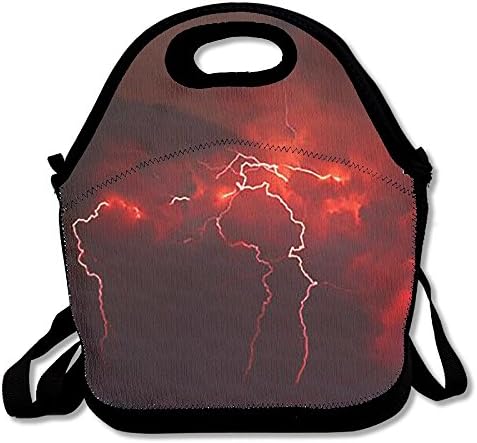 Red Lightning Cute Reusable Cotton Lunch Bag Insulated Lunch Tote Bags Bento Cooler Bag
