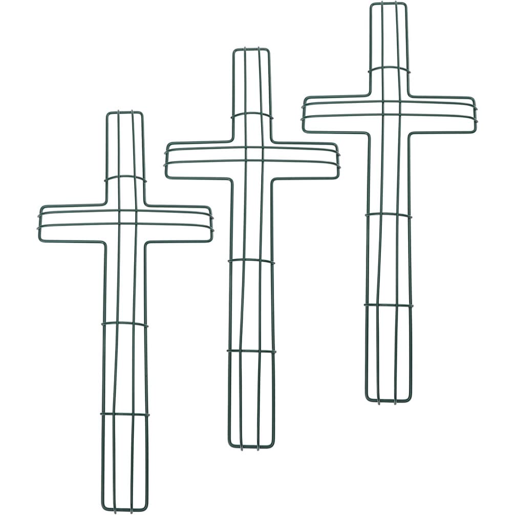 ABOOFAN Cross Wire Wreath Frame: 3pcs Easter Wreath Form Cross Shaped Metal Wire Wreath Frame for Easter Christmas Holiday Religious Church Themed Party Supplies