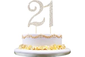 ZKPTOPS 21 Cake Topper 21th Birthday Diamond Cake Topper for Girls 21 Bling Rhinestone Cake Decoration Party Supplies Keepsake，Gold