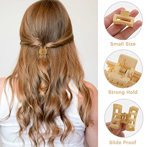 12 PCS Hair Claw Clips, Small Claw Clips for Women Girls, Mini Square Hair Clips, Rectangle Hair Jaw Clips, Non-slip Banana Clips Barrettes for Thin/ Medium Hair