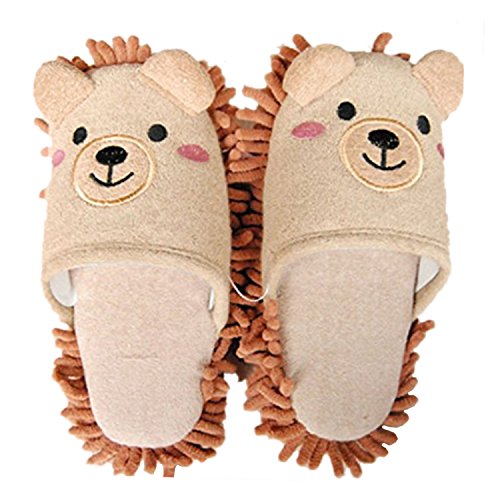 Animal Shaped Plush Fluffy Floor Cleaning Mop Slippers Warm Winter House Slippers